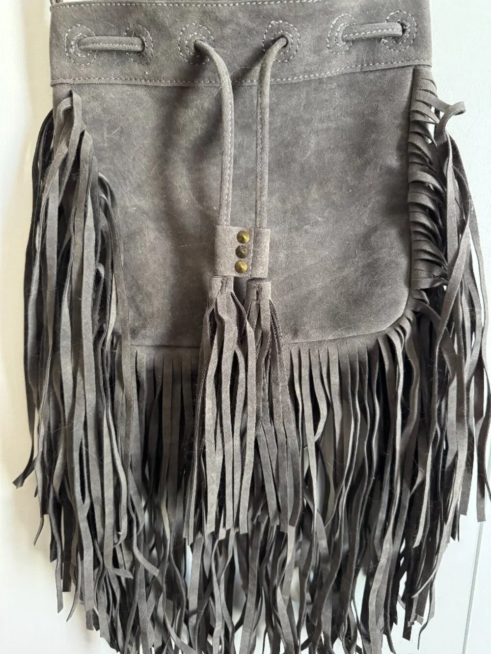 Gray Fringe Crossbody Bag Boho Western Shoulder Purse Festival Style
